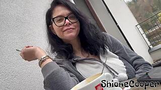 morning, just having my first long cigarette, nipples so hard in the freezing cold outside