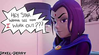 Teen titans pixel perry rides and bends over for big cock.