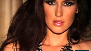 'Miranda Nicole's big boobs milf model strips in black lingerie!' What a sight!