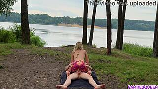 Amateur blonde gets fucked outside and has cum on her tits