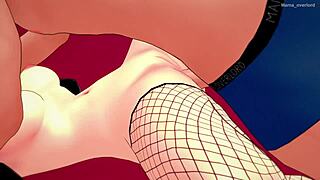 Girlfriend in red stockings and enderman mask for hentai 3d minecraft