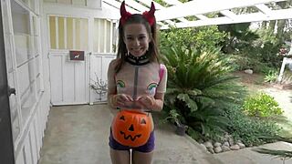 A petite teen meets a stranger casually.