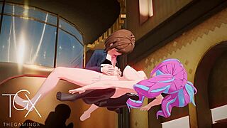 in the anime game, nobara engages in futanari sex with jujutsu characters in hentai yuri lesbian scenes