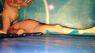 Esclave Ebed in Facesitting with a Gag Dildo in Mouth