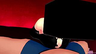 Girlfriend in red stockings and enderman mask for hentai 3d minecraft