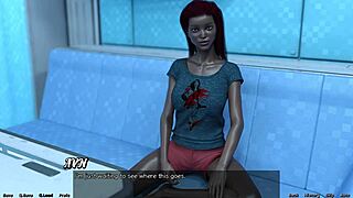 Married busty ebony is angry with me in space. She wants my big cock.