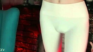sweet eaton teases in fitted white leggings on webcam 😍