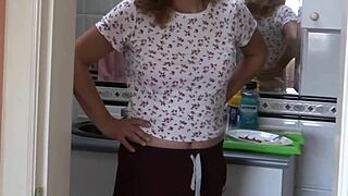 Latina mother-in-law masturbates watching stepson cum in lingerie