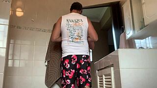 i fuck my best friend's petite wife in the pussy while he's watching tv