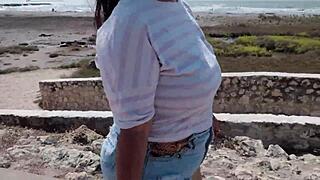 i spotted that cute latina on the beach and she came right over for cum