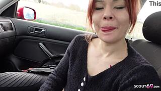 Petite German redhead Lizzy Rose gets picked up for hardcore sex