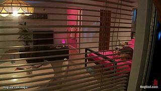 Bound student undergoes punishment in narrative scene