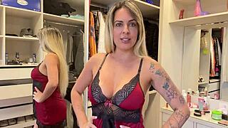 teen in provocative lingerie teases with tattoos, showing off on sambaplay tv content site.