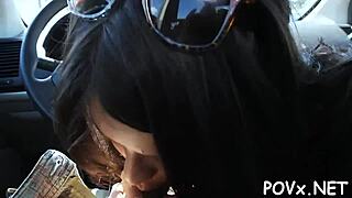 Young teen beauty gives rough POV blowjob and gets hardcore fucked.