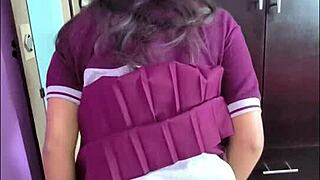 Mexican teen in uniform secretly hooks up with neighbor