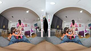brooklyn gray gianna dior and liv wild having dorm room fun in vr with trimmed pussies