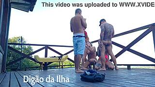 suruba on the balcony with beautiful redhead amateurs