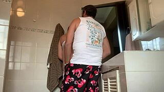 i fuck my best friend's petite wife in the pussy while he's watching tv