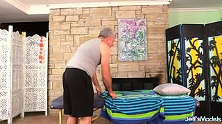 Plump geisha gets her huge ass and tits massaged