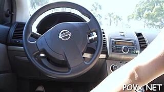 Young teen beauty gives rough POV blowjob and gets hardcore fucked.