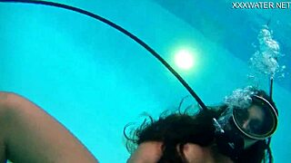 underwater self sex with purple dildo by nora shmandora in pool