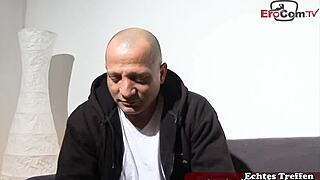 Curvy redhead MILF attempts her first porn casting.