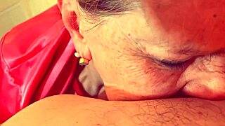 little red riding head sucking cougar in fishnets