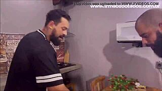Gay cumshot and bareback sex with a Brazilian hunk and his stepson