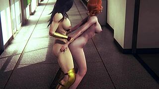 Black Widow Fucked by Wonder Woman Futa Threesome