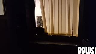 Bbw Caught Pleasing Herself by Dirty Old Voyeur Jerking His Cock Outside Her Window