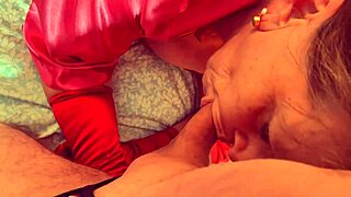 little red riding head sucking cougar in fishnets