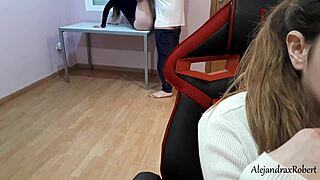 My step sister comes home to fuck a stranger while i'm studying! What a sight.