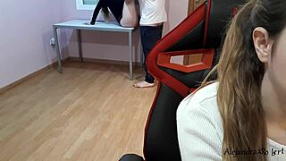 My step sister comes home to fuck a stranger while i'm studying! What a sight.