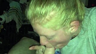 Blonde lass blows cock and swallows cum
