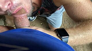 Gay guys enjoy rough sex and cum-covered facials outdoors