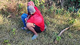 Hell yeah, big ass student slammed hard in forest standing doggystyle!