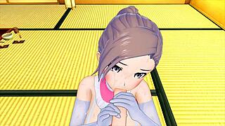 cute girl in maid costume rides big cock hard in 3d hentai