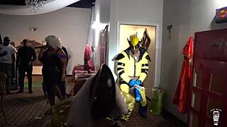 X-Men strip naked for MILFs in outdoor anal scene