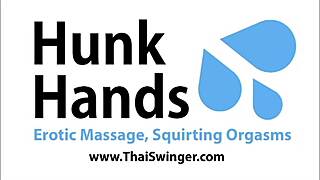 teacher gives relaxing hand massage to hunky student