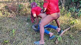 Hell yeah, big ass student slammed hard in forest standing doggystyle!