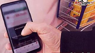 Chubby girl meets user on street, shows off and interacts outdoors