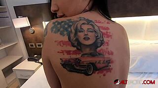 tattooed bombshell adel asanti with pierced nipples sucking monster cock in pov