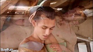 Two hot twinks fuck without a condom