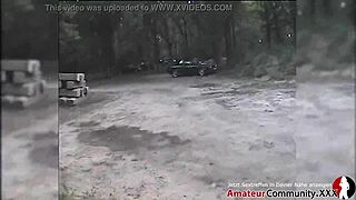 Swinger couple hooks up with 2 guys for car sex in public parking! 😜