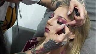 lins preparing to record a scene for gostosas video, looking cute as a teen pornstar