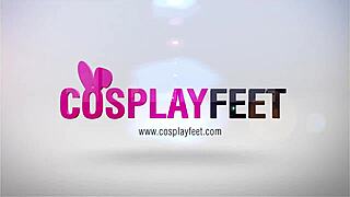 in black dotted stockings, the blonde ballerina teases with her feet