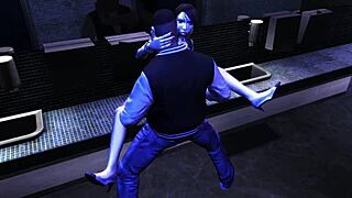 Kay Hartman gets naughty in GTA 4's night club bathroom