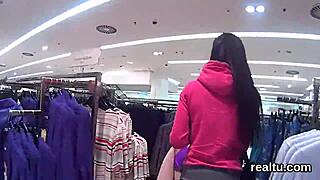 Ravishing Czech girl tempted in shopping centre, reamed in POV