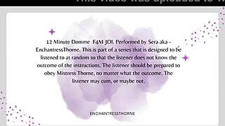 Femdom says, 'jerk off but don't cum, denial time'