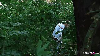 young german teen persuaded for blowjob on playground for cash